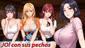 Spanish audio JOI hentai: Girl teaches lucky man how to please her tits