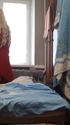 Blonde Stepmom Seduces Redhead Stepdaughter and Fucks Her While Her Husband Takes a Shower