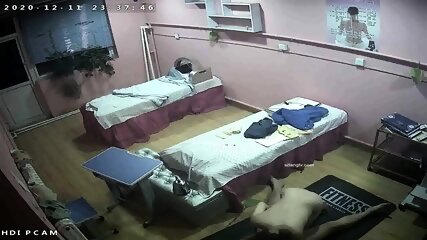 Couple having crazy sex on floor after massage parlor closes  f4602