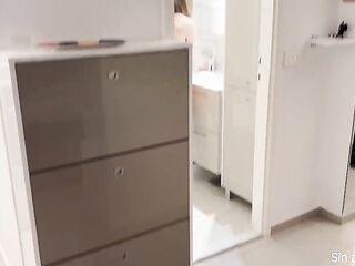 Embarrassed stepmother shares a room and her cunt with the stepson