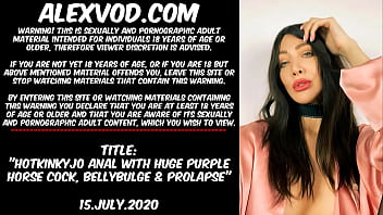 Hotkinkyjo fuck her ass with huge purple cock, belly bulge &amp_ prolapse
