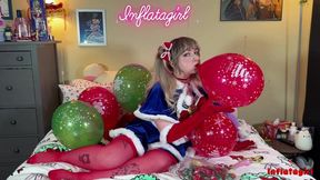 Festive Sailor Moon Blows Up Christmas Balloons - Balloon Blow Fetish - Balloons Non-Pop - Cosplay - Pantyhose - Thigh High Stockings - Inflatagirl