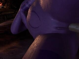 Purple Night Elf in Skyrim Has Side Anal on Couch - Skyrim Porn Parody