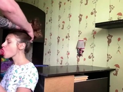 Pretty Russian teen gets her pussy rammed hard and creampied