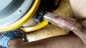 Edging my big dick handsfree with the help of my monster vacuum cleaner