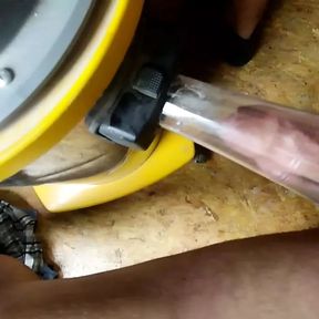 Edging my big dick handsfree with the help of my monster vacuum cleaner