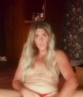 Amateur British Housewife Aurora Dreams Fucking Her Dildo In Red Lingerie