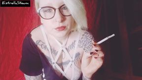 Blonde Smokes a Cigarette While Staring at You