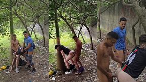peguei no flagra o torcedor fudendo o cu do garoto gay nas trilhas do parque.