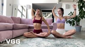Sasha Sparrow, the petite fitness girl, leads a naked yoga class