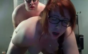 Plump redhead bitch in glasses get banged in doggy style