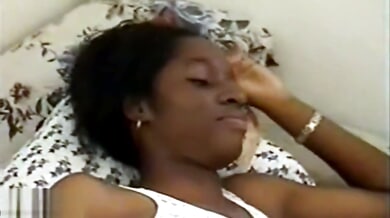 Young ebony Jamaican teen films her real first time losing her virginity to a well-endowed guy in her bedroom