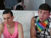 FIRST THREESOME! Brace Face Twink & Best Friend Anally Pounded At Casting
