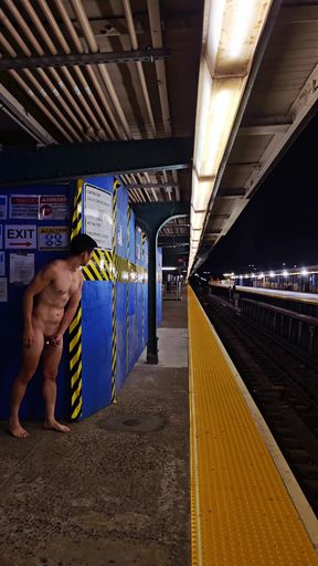 Naked man at subway station