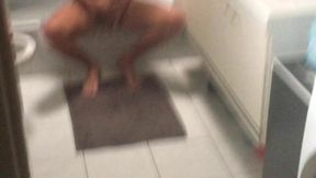 Caught Jerking off in Bathroom Ends in Sucking and Some Messy Cum