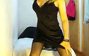 sexy crossdresser lady in black dessou and stockings