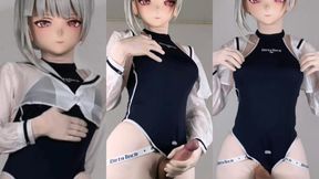 Sanhua kigurumi shows off dick in DirtyTech swimsuit