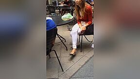 Kinky Spots A Beautiful teens 18+ Feet With Red Nail Polish In Public Restaurant