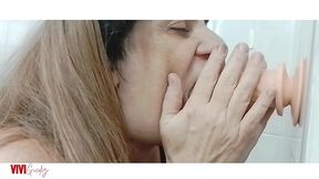 busty wife, after taking a shower and smelling great, the naughty woman ended up having sex with her male in the city center.