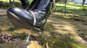 Under the Queen's heel, adoration, humiliation of patent leather boots.