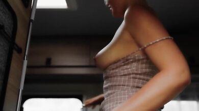 Road Trip Ruined When Russian Girl Gushing Deep Throat Choking on Big Natural Tits and Big Ass