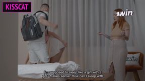 Step mom and step sister seduce step son in forbidden hotel bed &#x2014; will taboo night ignite wild desire?