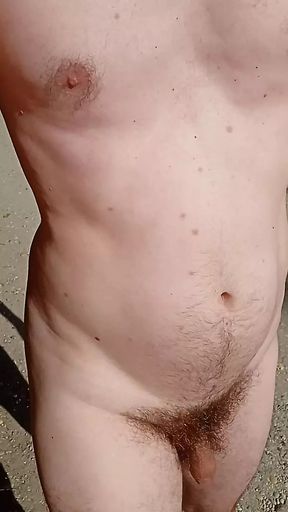 Exhibitionist Naked boy walking with cock