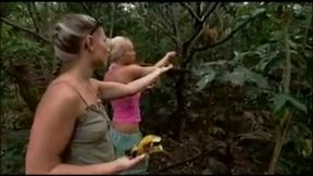 three amazing girls fuck one lucky man outside on the porch