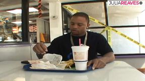 Horny MILF sucks a monster cock then gets fucked hard on the sofa