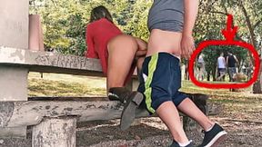 Asshole MILF came on a first date to the park and make the guy to have sex in public