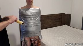 Shaved Boy Is Mummified by Bearded Master