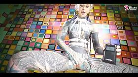 Extraordinary solo electro play in spandex corset bdsm sesh