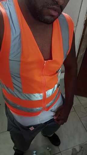 With my vest in the bathroom excited