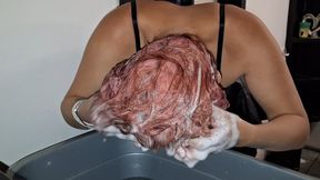 Washing my hair over a bucket of water
