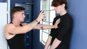 Teen Surprises Him Jilling, Gets Pounded Hard In Locker Room Stall — 18+