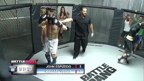 Kelly Divine is in the middle of a wrestling match with her male opponent as she weakens...