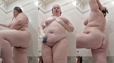 Amateur Chubby Milf With Big Ass Fat Girl Plus Size Thick White Girl Soap Running Gushing Shower Nude