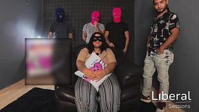 amateur bbw realiza su primer gang bang en Liberal Sessions