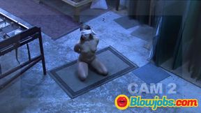 Rough anal group sex with slutty blonde with small tits