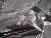 Femboy totally enclosed trapped in a latex vacuum bed from head to toe