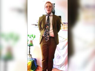 FTM Enby Angie Tries to Hold Pee in Formal Raiment, pee in panties, pee desperation, omorashi