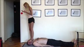 CECILIA - I text to my boyfriend while I trample you - Trampling, soles licking and facetrampling with sandals