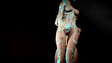 Blue Sex Robot in a BDSM Sex Show Challenge