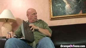 Sex-addicted blonde babe loves hardcore sex with old guys