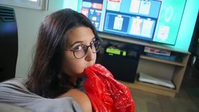 POV Blowjob and Beachball Blow Playing Games - Bunny Looner