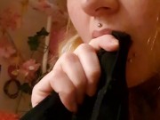 Sniffing 2-3 Day Old Dirty Panties, Licking Them Clean. Used Crusty Underwear