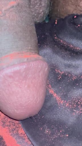 Indian Desi Boy cock with orange colour .   Clip 1