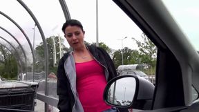 Hot brunette milf gets fucked hard in the car by big dick