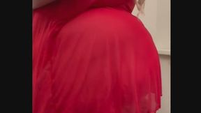 Showing my curves in a red robe