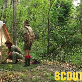 ScoutBoys Sexy twink Logan Cross seduced and barebacked by 2 DILFs